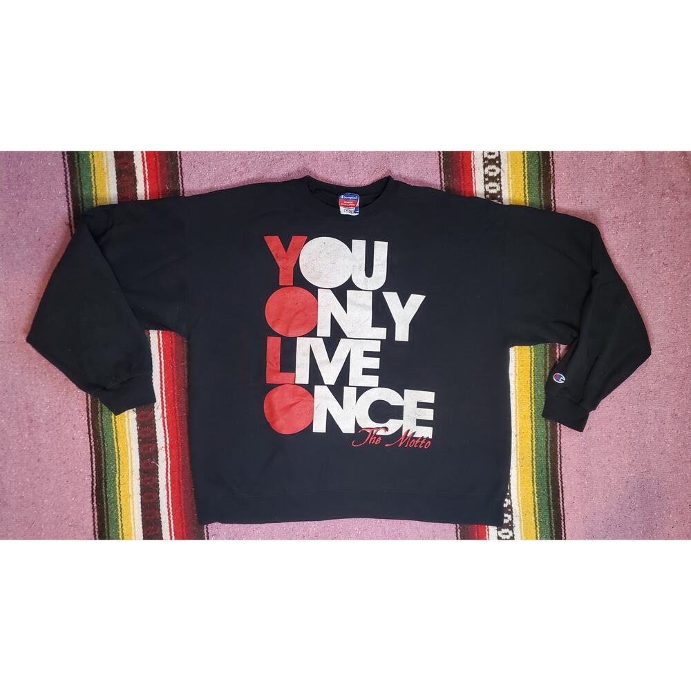 Rare Champion Drake You Only Live Once The Motto Pullover Sweater XL